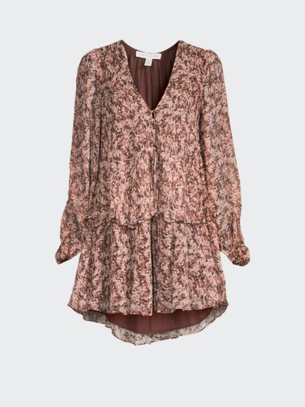SHONA JOY BLOSSOM PRINT DRAWCORD MINI DRESS BOHO ROMANTIC SIZE 8 EU 40
